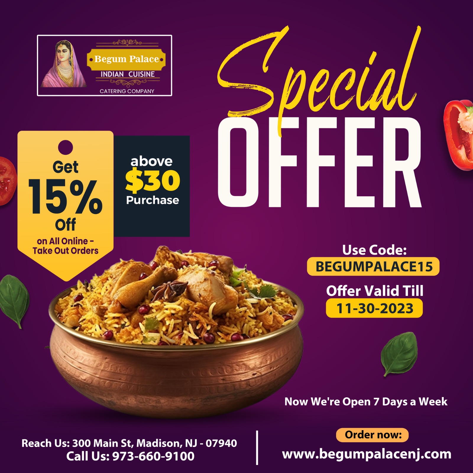 Special Offer Of 15% On All Online Order 